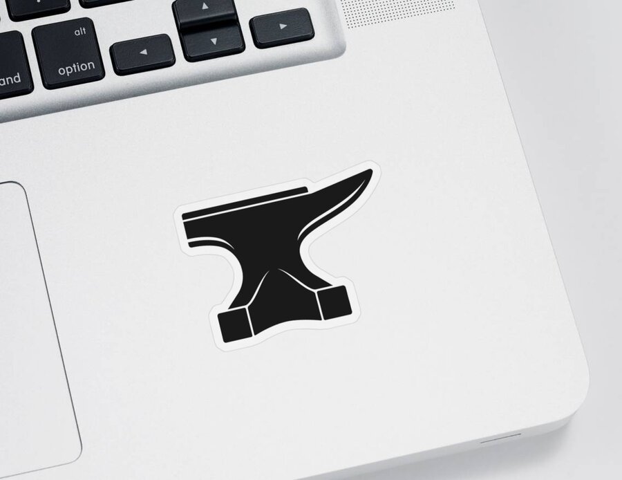 Anvil Sticker featuring the digital art Anvil Vector Silhouette by THP Creative