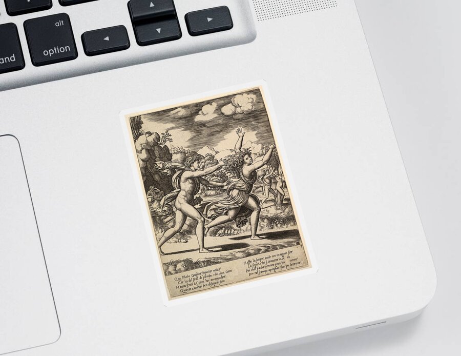 Master Of The Die Sticker featuring the drawing Apollo chasing Daphne by Master of the Die