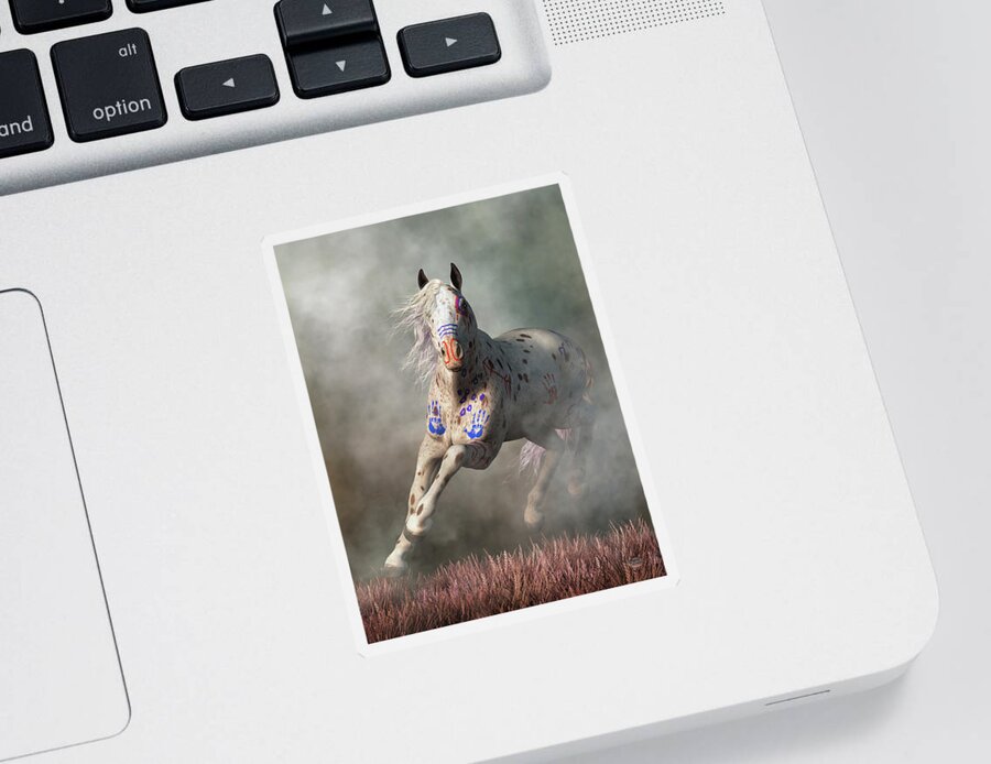Appaloosa Warrior Horse Sticker featuring the digital art Appaloosa Warrior Horse by Daniel Eskridge