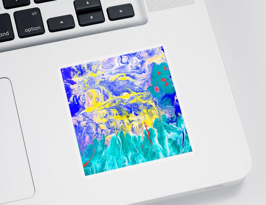 Abstract Sticker featuring the painting Apple Beach by Christine Bolden