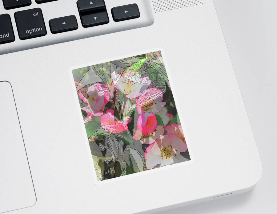 Flowers Sticker featuring the digital art Apple Blooms at Easter by Nancy Olivia Hoffmann