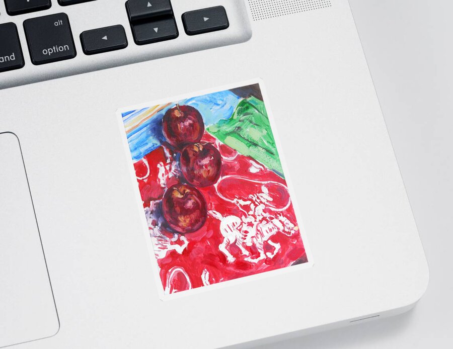 Apple Sticker featuring the painting Apple Round-up by Thomas Dans