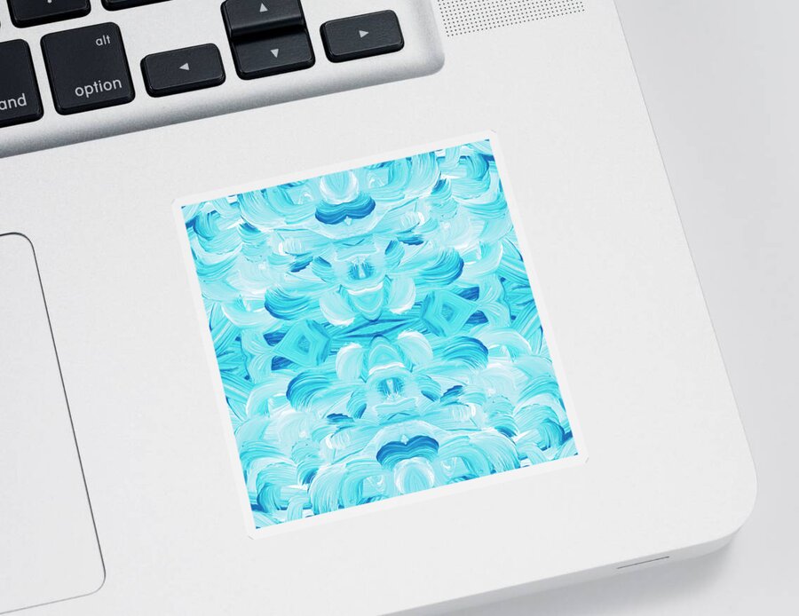 Aqua Sticker featuring the painting Aqua Abstract Painting by Christina Rollo