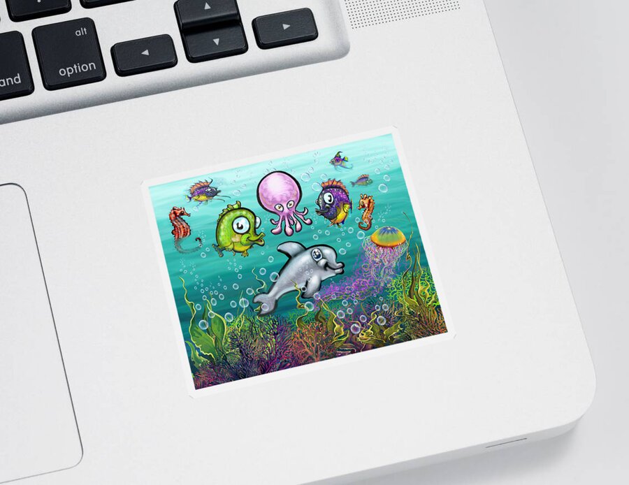 Aqua Sticker featuring the digital art Aqua Babies by Kevin Middleton