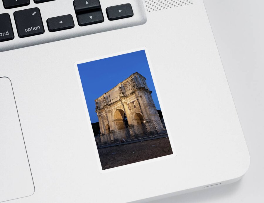 Arch Sticker featuring the photograph Arch of Constantine by Night in Rome by Artur Bogacki