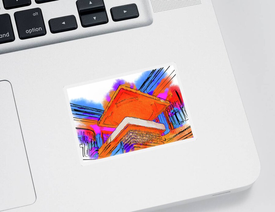 Home Sticker featuring the digital art Architectural Elements In Abstract Watercolor by Kirt Tisdale