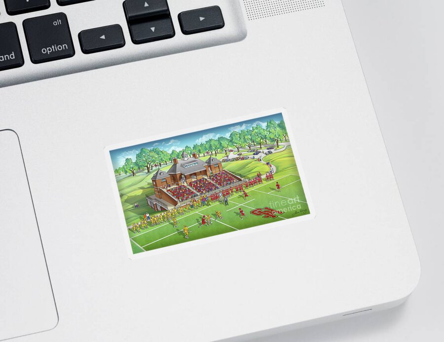 Architectural Illustration Sticker featuring the digital art Architectural Illustrations of Hampden-Sydney College Lacrosse Stadium by Maria Rabinky