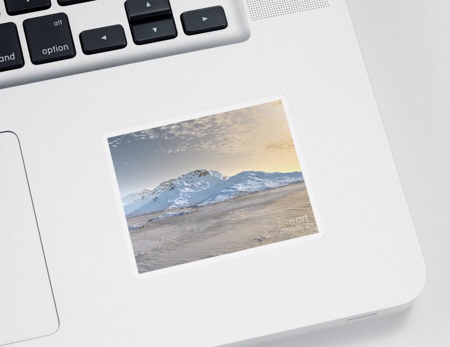Digital Art Sticker featuring the digital art Arctic Mountains by Phil Perkins