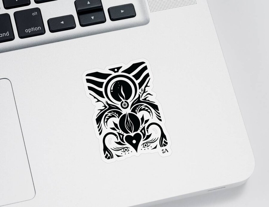 Black And White Sticker featuring the digital art Aries by Silvio Ary Cavalcante