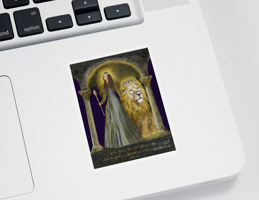 Lion Sticker featuring the digital art Arise Shine Isaiah 60 by Constance Woods
