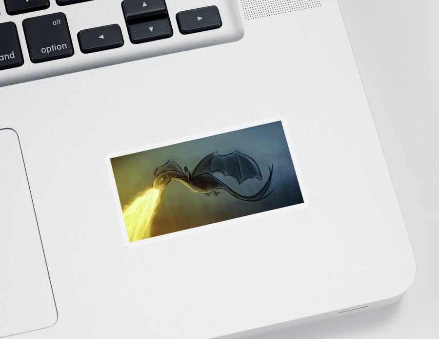 Epic Sticker featuring the digital art Art - Dragon of Fire by Matthias Zegveld