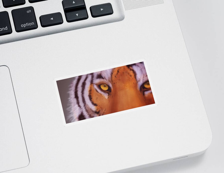 Tiger Sticker featuring the digital art Art - Eye of the Tiger by Matthias Zegveld