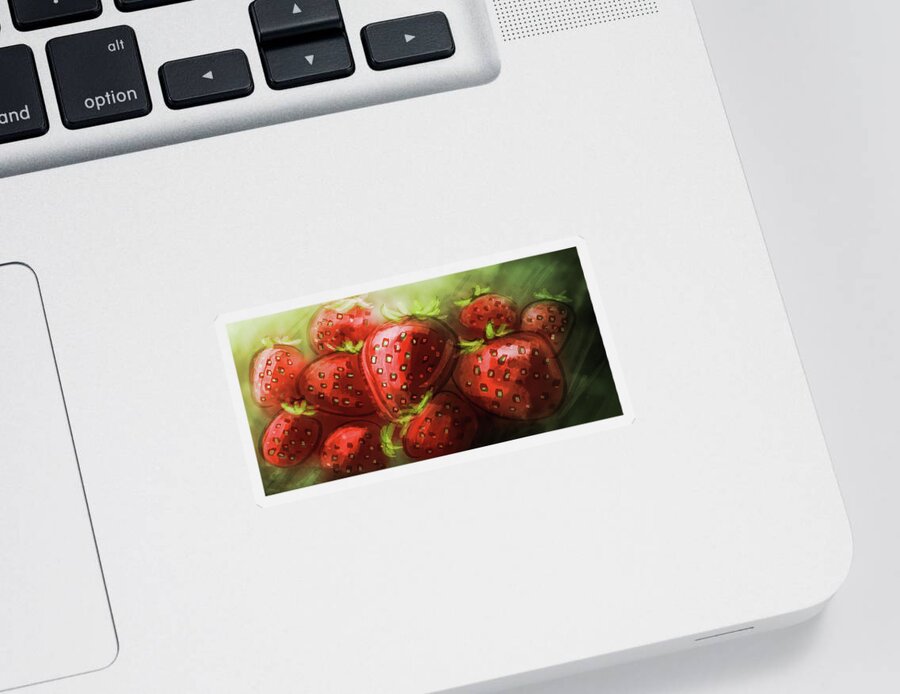 Strawberries Sticker featuring the digital art Art -- Paradise Strawberries by Matthias Zegveld