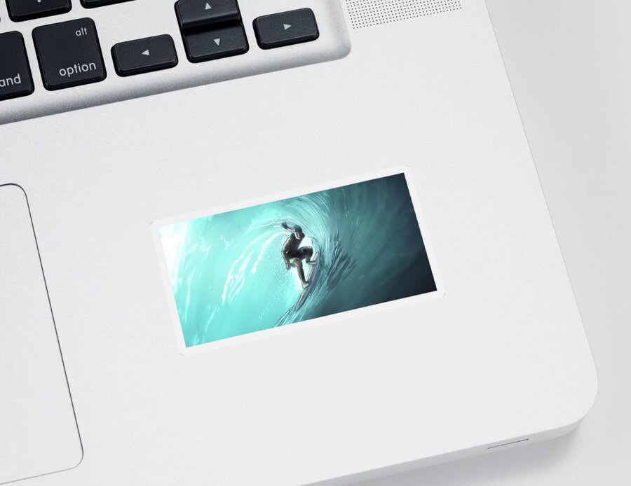 Surfing Sticker featuring the digital art Art - The Surfer by Matthias Zegveld