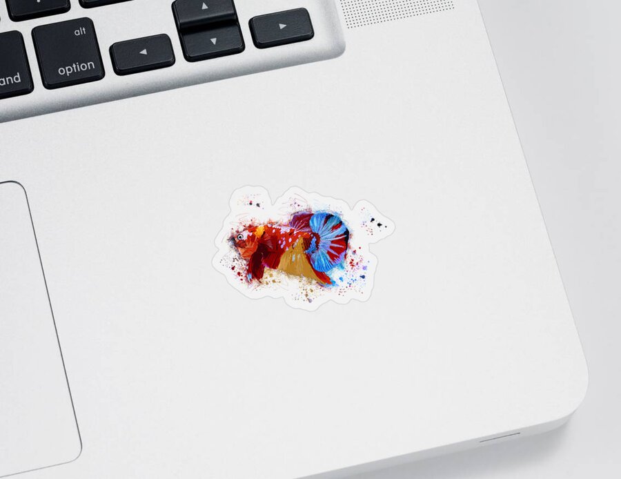 Artistic Sticker featuring the digital art Artistic Nemo Multicolor Betta Fish by Sambel Pedes