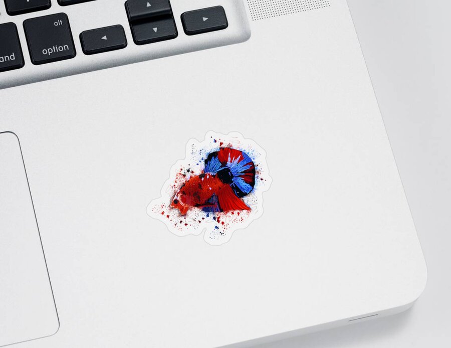 Artistic Sticker featuring the digital art Artistic Red Koi Betta Fish by Sambel Pedes