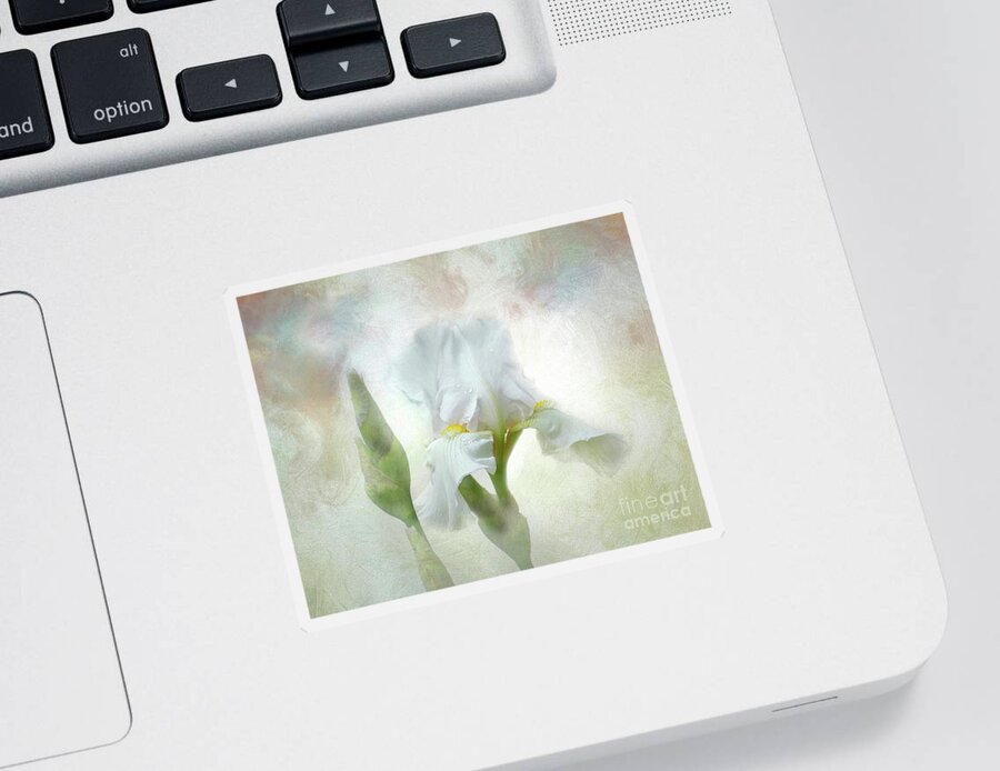 Iris Sticker featuring the digital art Artistic White Iris by Amy Dundon