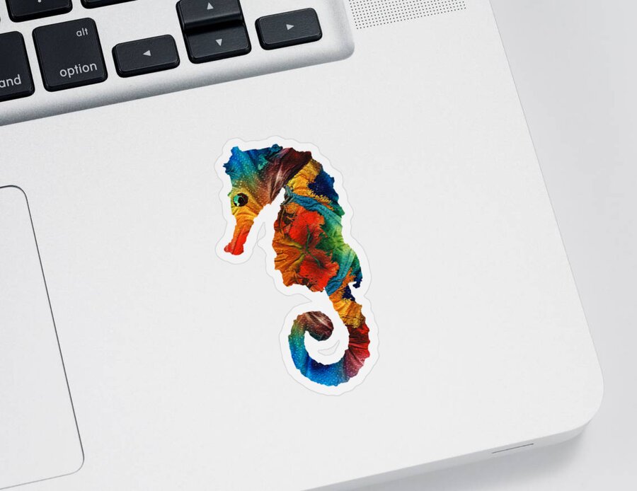 Seahorse Sticker featuring the painting Colorful Seahorse Art by Sharon Cummings by Sharon Cummings