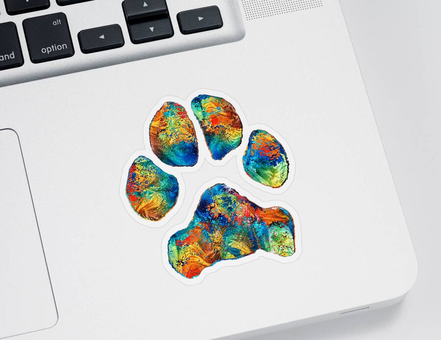 Paw Sticker featuring the painting Colorful Dog Paw Print by Sharon Cummings by Sharon Cummings