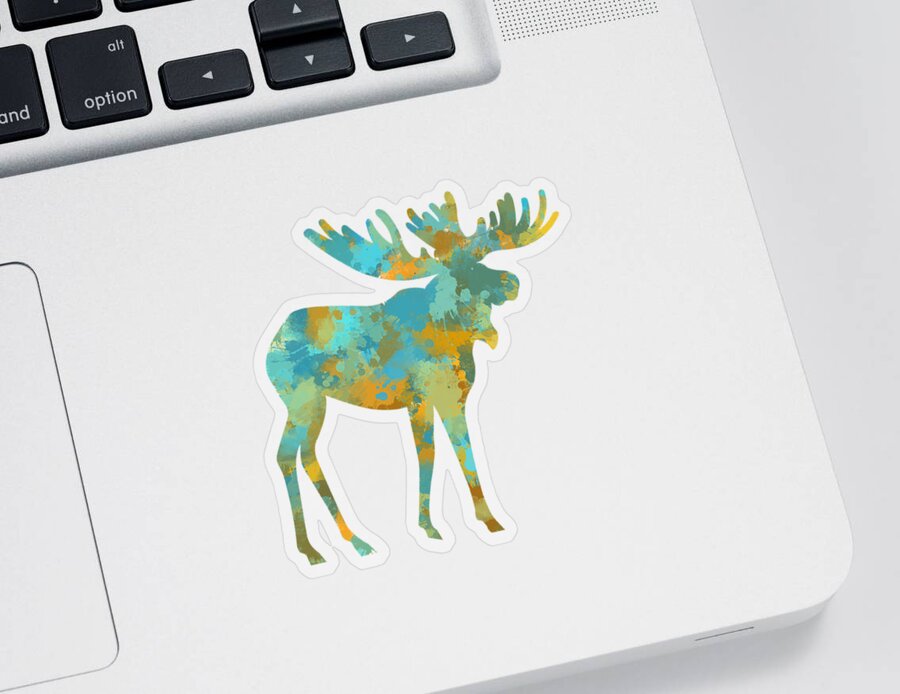 Moose Sticker featuring the mixed media Moose Watercolor Art by Christina Rollo