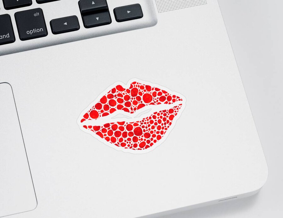 Love Sticker featuring the painting Red Lips Art - Big Kiss - Sharon Cummings by Sharon Cummings