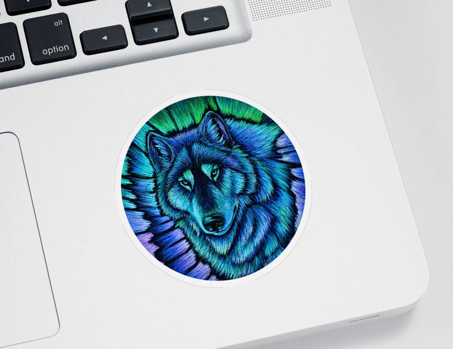 Wolf Sticker featuring the pastel Wolf Aurora by Rebecca Wang