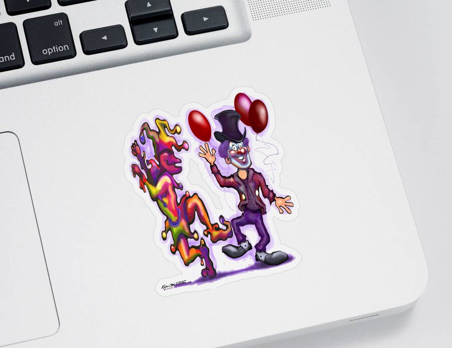 Clown Sticker featuring the digital art Clowns by Kevin Middleton
