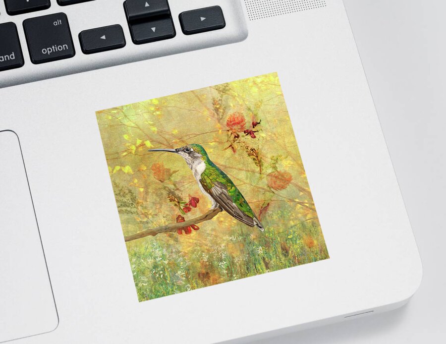 Hummingbird Sticker featuring the painting Heart Of The Forest by Angeles M Pomata