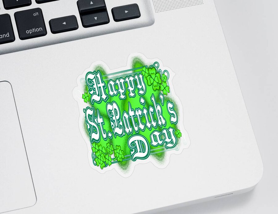 Happy Sticker featuring the digital art Happy St Patrick's Day March 17th by Delynn Addams