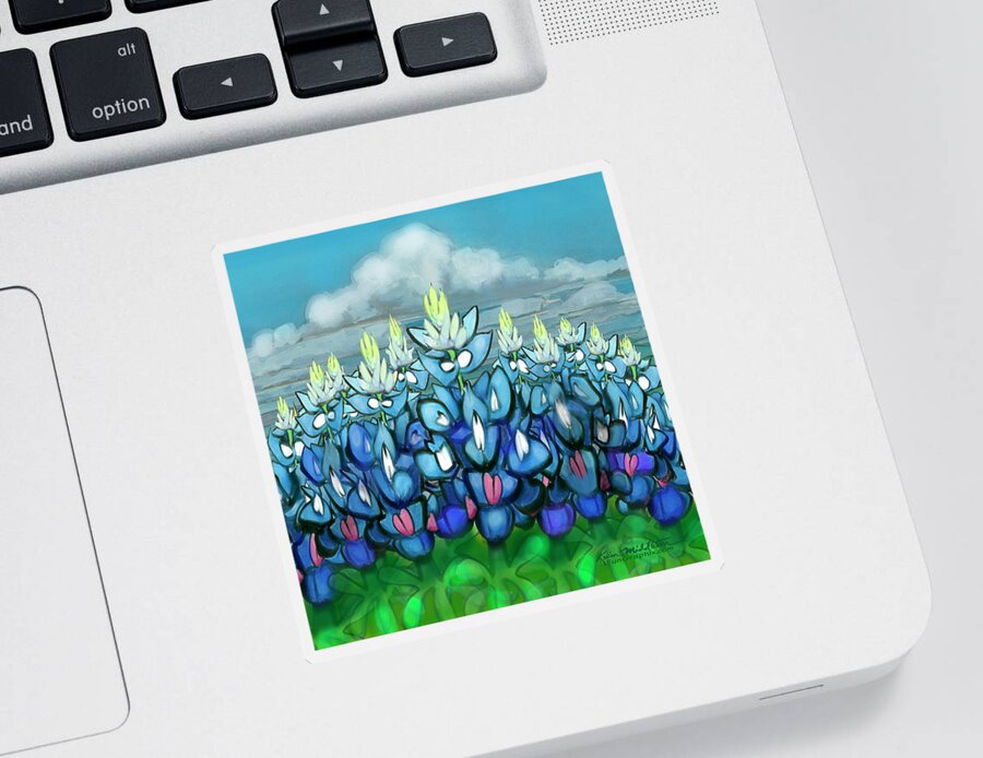 Bluebonnet Sticker featuring the digital art Bluebonnet Country Scene by Kevin Middleton