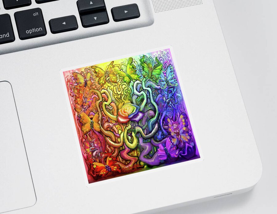 Rainbow Sticker featuring the digital art Interwoven Rainbow Magic by Kevin Middleton