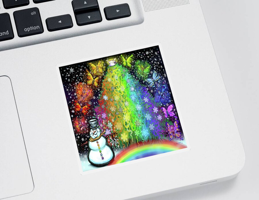 Christmas Sticker featuring the digital art Christmas Rainbow Tree by Kevin Middleton