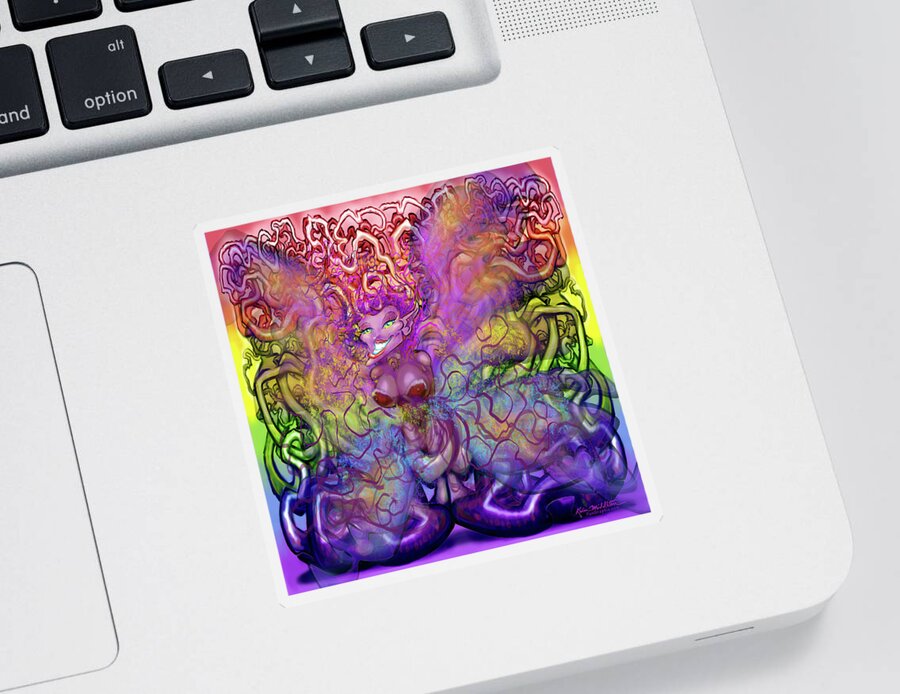 Twisted Sticker featuring the digital art Twisted Rainbow Pixie Magic by Kevin Middleton