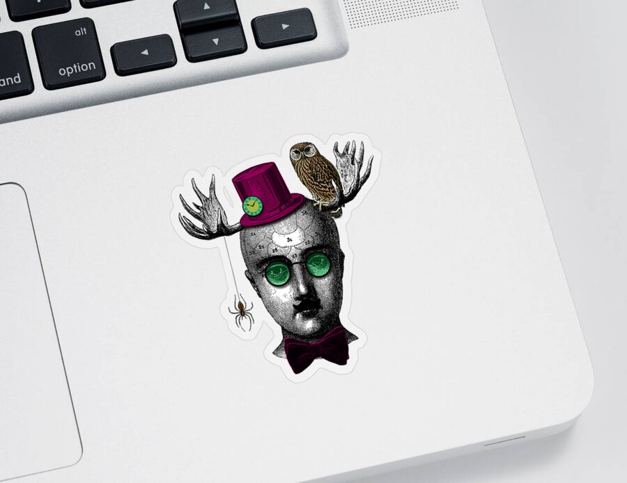 Wizard Sticker featuring the digital art Whimsical fantasy man by Madame Memento