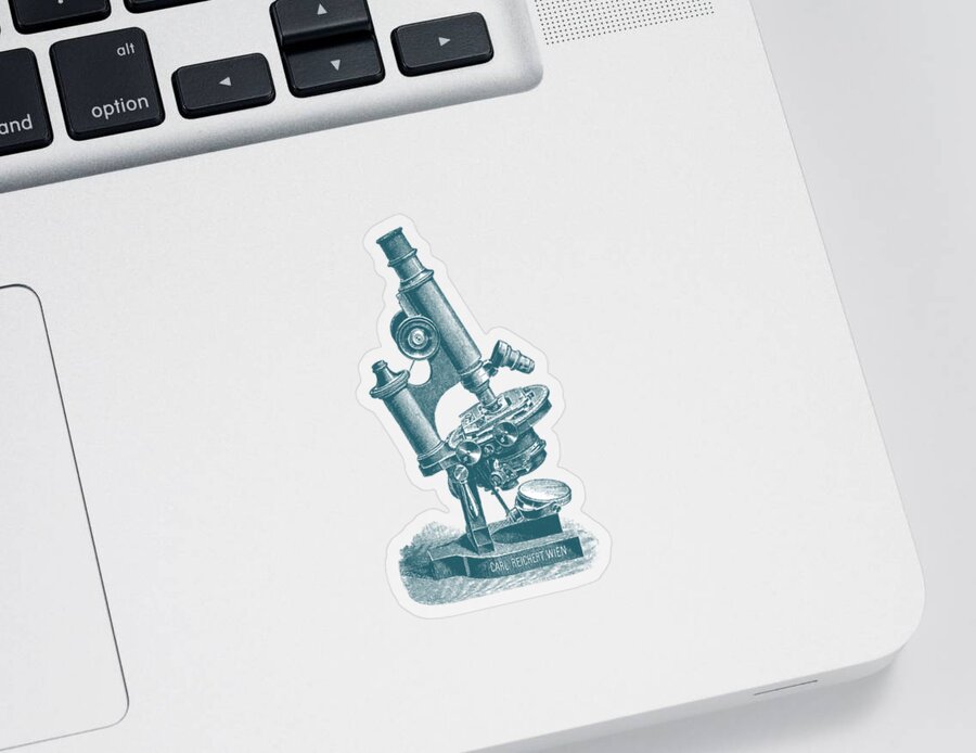 Microscope Sticker featuring the digital art Blue Microscope by Madame Memento
