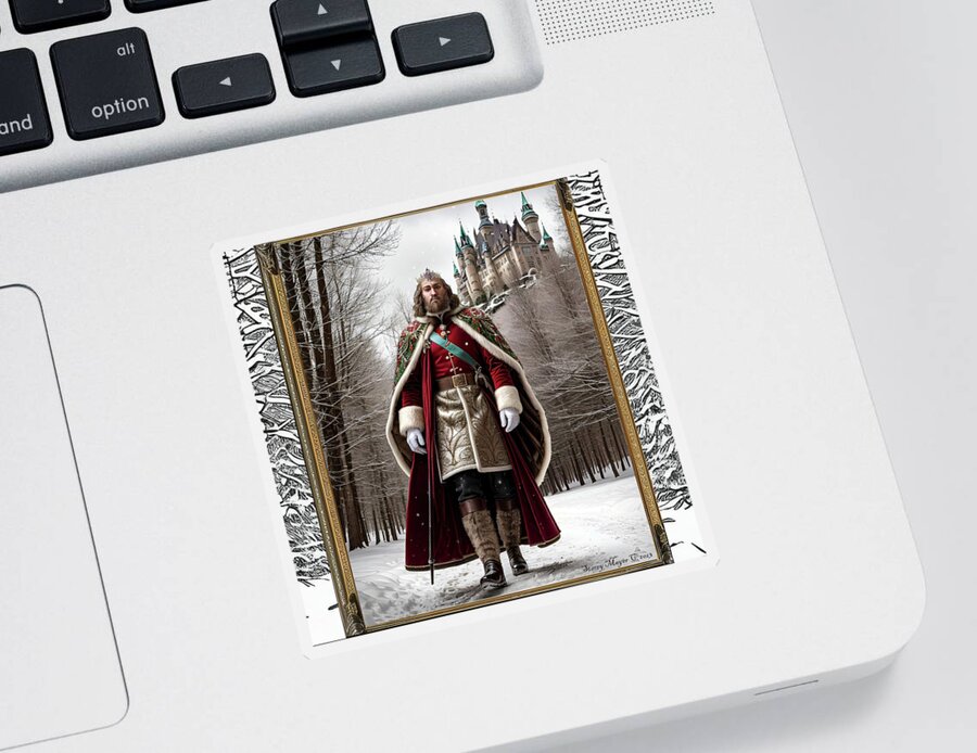 Christmas Sticker featuring the digital art Good King Wenceslas by Stacey Mayer