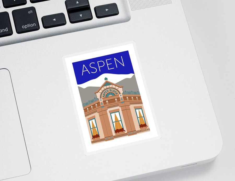 Aspen Block Parapet Colorado Sticker featuring the digital art Aspen Block Parapet Blue by Sam Brennan