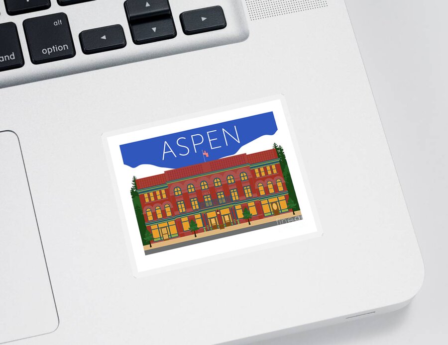 Aspen Hotel Jerome Colorado Sticker featuring the digital art Aspen Hotel Jerome Blue by Sam Brennan