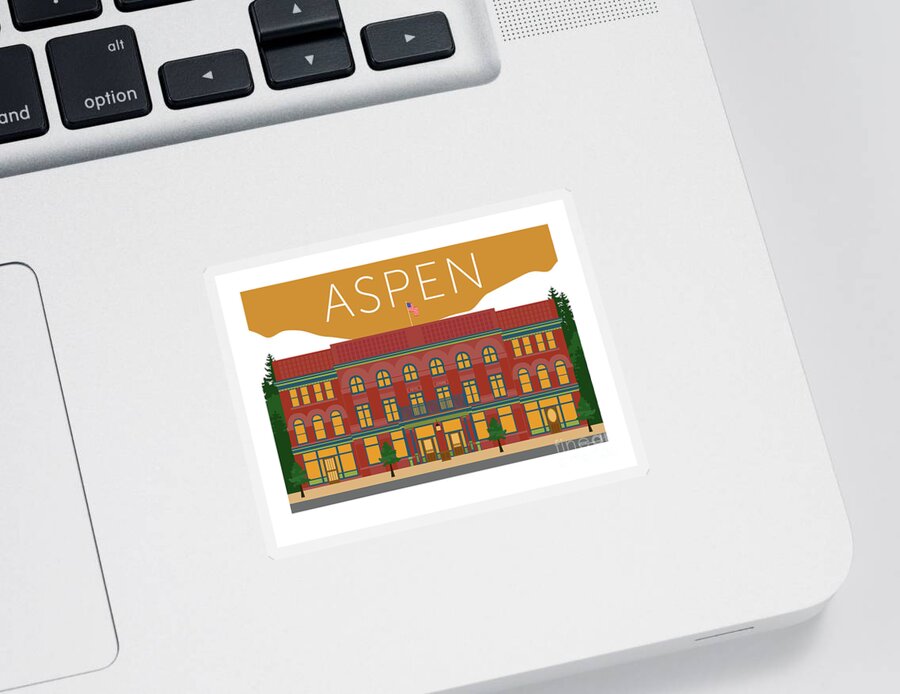 Aspen Hotel Jerome Colorado Sticker featuring the digital art Aspen Hotel Jerome Gold by Sam Brennan