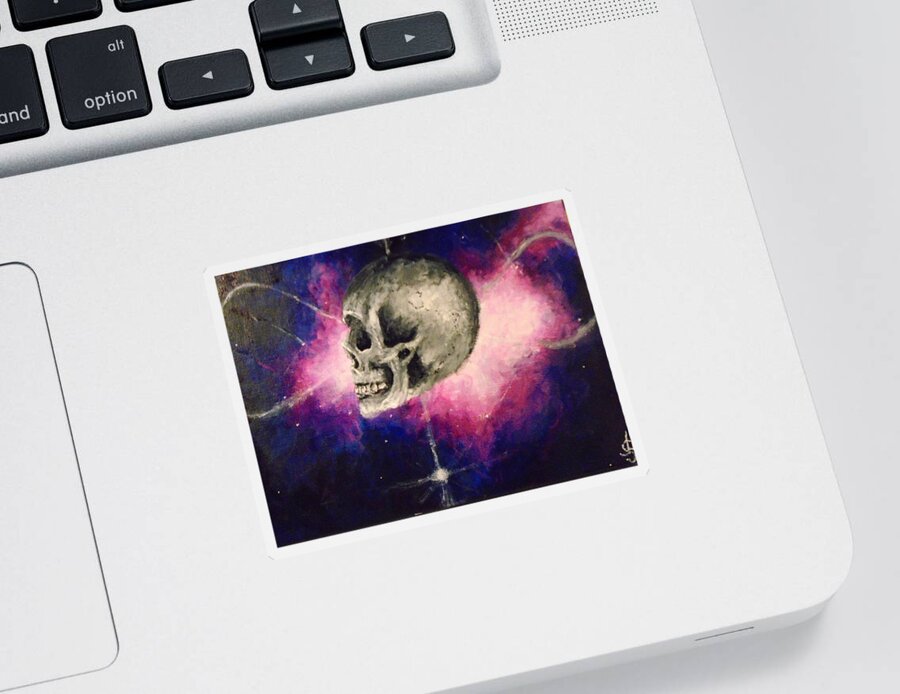 Skull Sticker featuring the painting Astral Projections by Jen Shearer