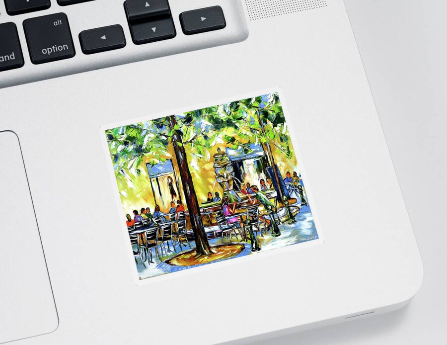 The Well Of The Three Elms Sticker featuring the painting At the Fountain of the Three Elms by Mirek Kuzniar