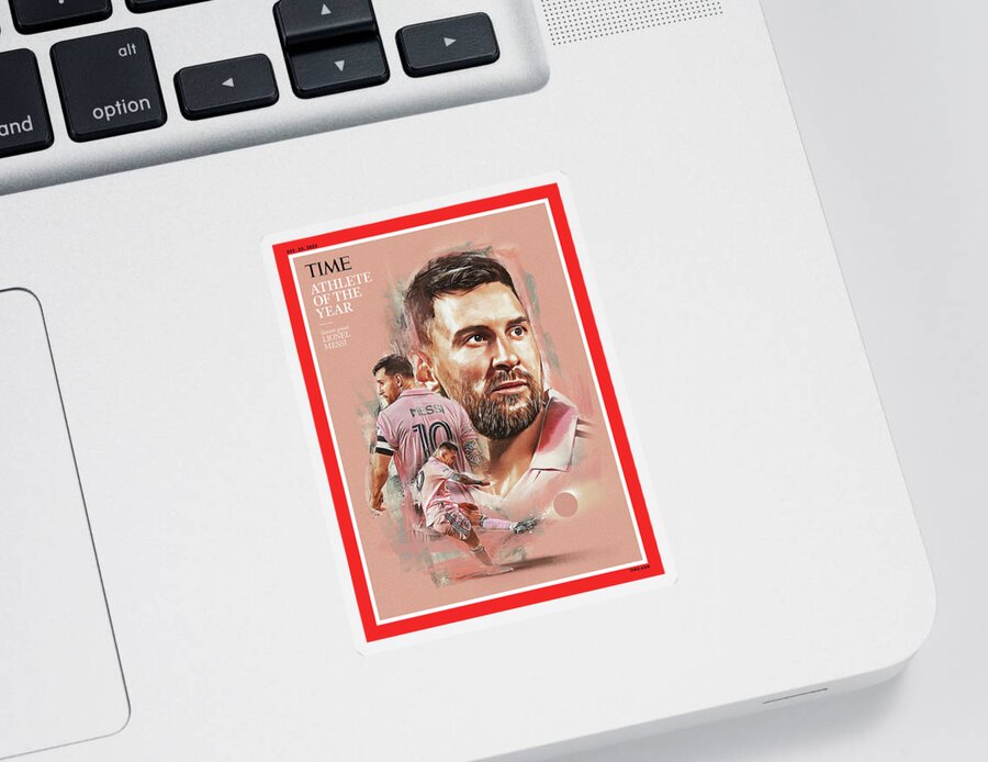 Lionel Messi Sticker featuring the photograph Athlete of the Year-Lionel Messi by Neil Jamieson for Time