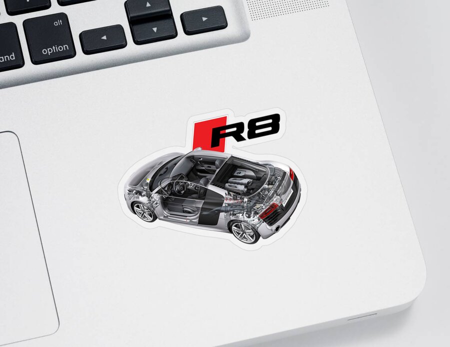 Audi R8 V10 cutaway automotive art Sticker by Vladyslav Shapovalenko -  Pixels