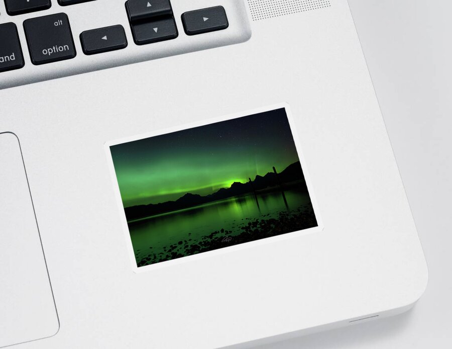  Sticker featuring the photograph Aurora Borealis in Landscape by William Boggs