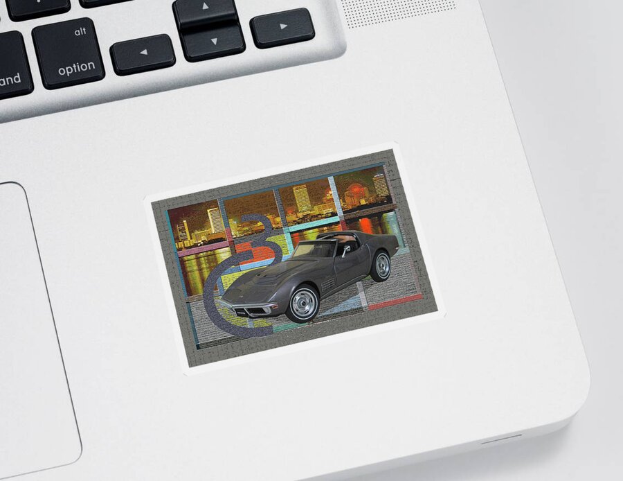 Autoart Vettes Sticker featuring the digital art AUTOart Vettes / C3hree by David Squibb