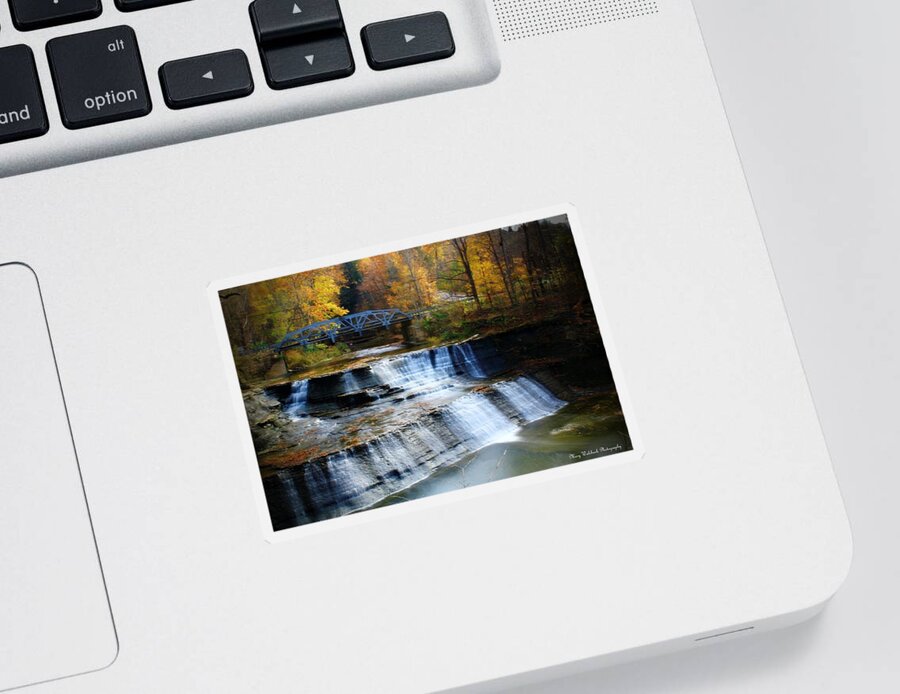 Water Fall Sticker featuring the photograph Autumn at Pain Falls by Mary Walchuck