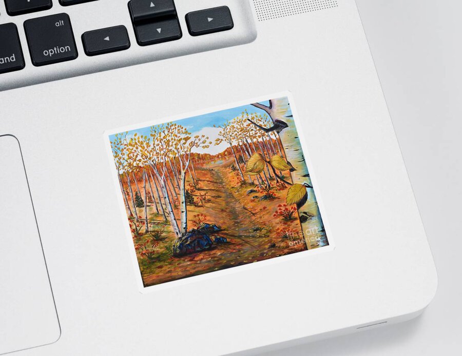 Autumn Sticker featuring the painting Autumn Birches by Monika Shepherdson