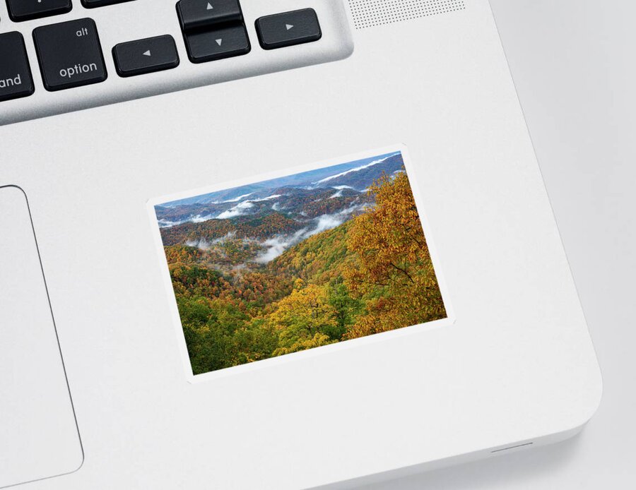 Vivid Autumn Landscape On The Blue Ridge Sticker featuring the photograph Autumn Blue Ridge Mountains by Dan Sproul