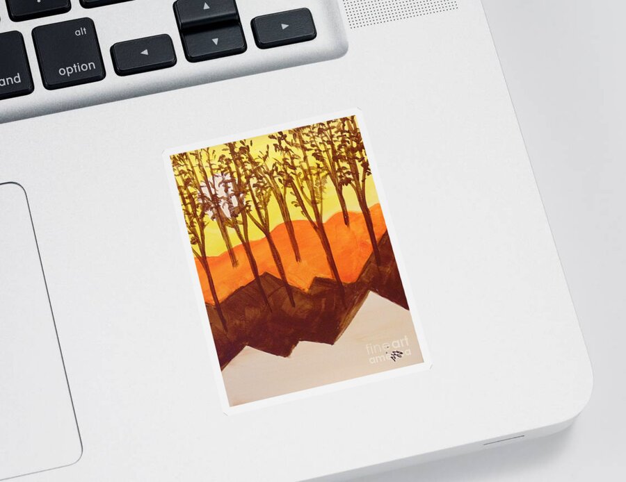 Landscape Sticker featuring the painting Autumn Hills by Saundra Johnson