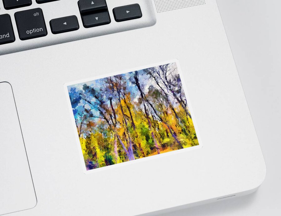 Trees Sticker featuring the mixed media Autumn in the Park by Christopher Reed